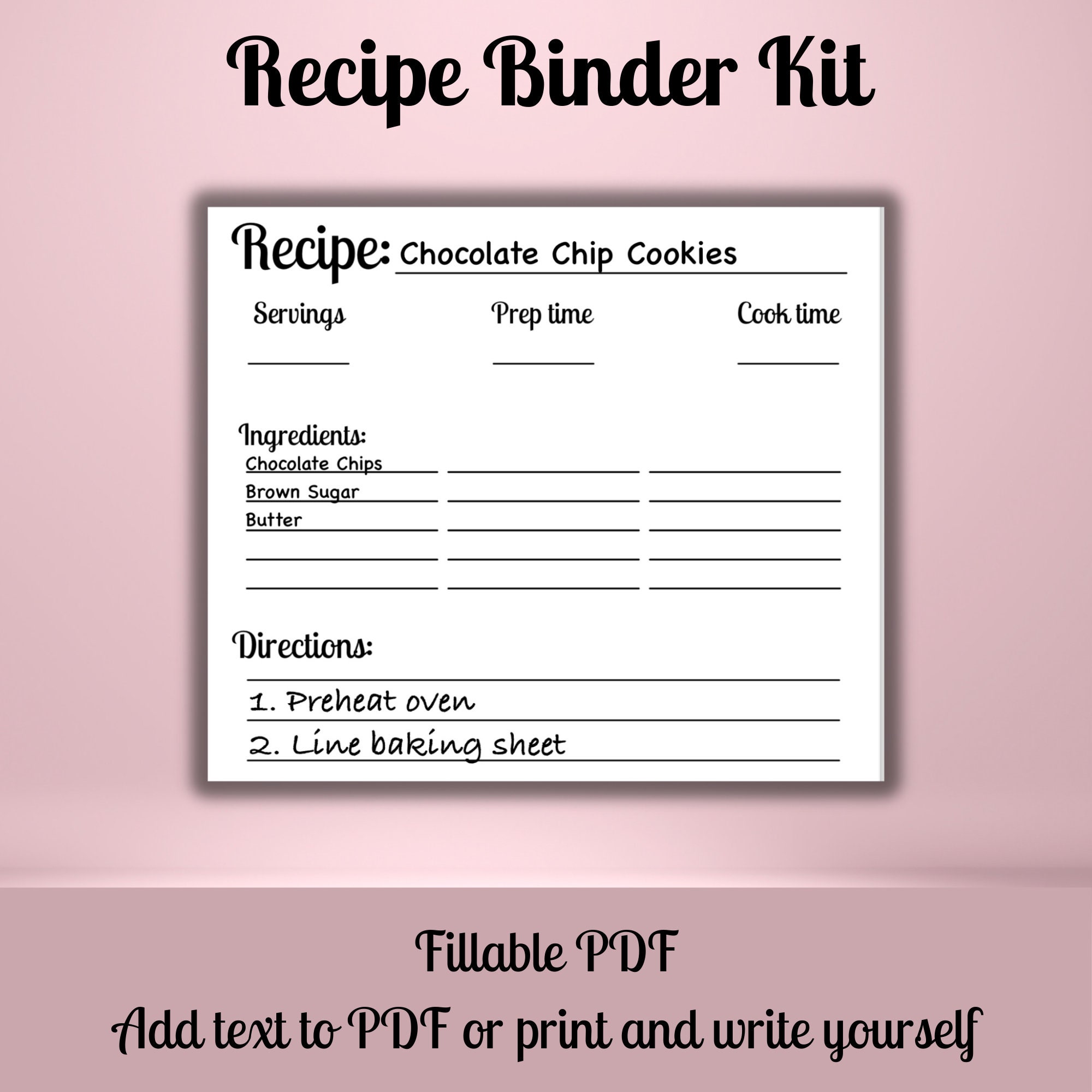 Printable Recipe Binder Kit - Etsy