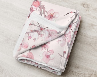 Spring Cherry Blossoms Throw Blanket - Floral Living Room Decor, Cozy Blanket - Perfect Gift for Her