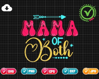 Mama van beide SVG PNG EPS | Moederdag-Svg | Mama-Svg | Moeder SVG | Moeder SVG | Png & Cricut bestand digitale download