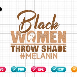 May include: Brown and tan graphic design with the text "Black Women Throw Shade #Melanin".