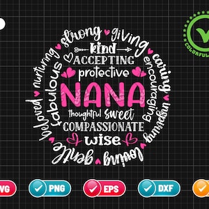 Nana SVG PNG | Nana Definition Svg | Grandma Svg  | Grandmother Svg | Mothers Day | Blessed Nana Svg | Png & Cricut File Digital Download
