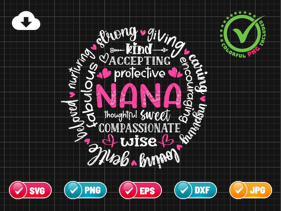 Nana SVG PNG | Nana Definition Svg | Grandma Svg  | Grandmother Svg | Mothers Day | Blessed Nana Svg | Png & Cricut File Digital Download
