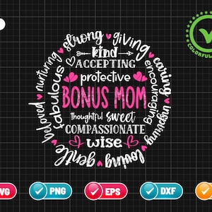Bonus Mom SVG PNG EPS | Mom Svg | Mothers Day Svg | Step mom Svg | Cute Mom Shirt Svg | Png & Cricut File Digital Download