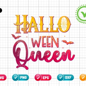 Halloween Queen SVG PNG EPS | Halloween Svg | Halloween Girl Svg | Bat Svg | Spider Web Svg | Png & Cricut File Digital Download
