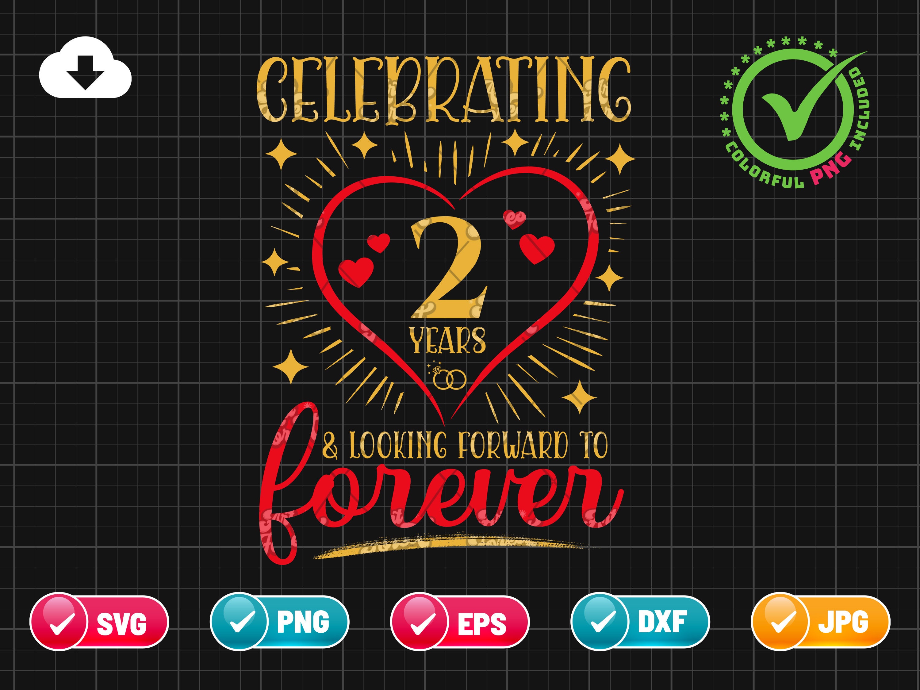 2nd Marriage Anniversary SVG EPS PNG | Looking Forward to