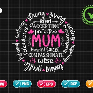 Mum SVG PNG EPS | Mum Definition Svg | Mothers Day Svg  | Mum Shirt Svg | Mom Svg | Blessed Mum Svg | Png & Cricut File Digital Download