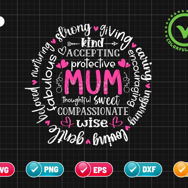 Mum SVG PNG EPS | Mum Definition Svg | Mothers Day Svg  | Mum Shirt Svg | Mom Svg | Blessed Mum Svg | Png & Cricut File Digital Download