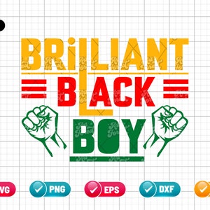 Menino preto brilhante SVG EPS PNG | Mês da História Negra Svg | SVG afro-americano | Décimo primeiro mês de junho | Menino Negro | Corte o download instantâneo do arquivo