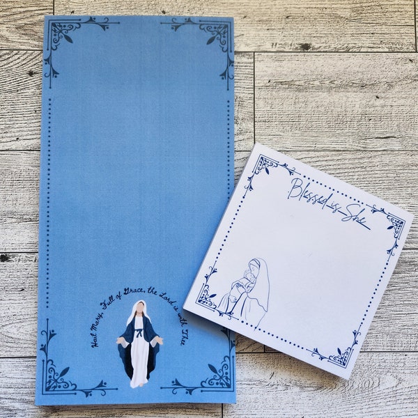 Blessed Mother Notepads, Catholic Notepad, Catholic Notes, Stationery, Gift, Home, Paper Goods, Christian, Religious Stationary/Notepad