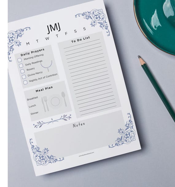 Catholic Daily To-Do List Notepad: Prayer & Meal Planner (50 Pages)