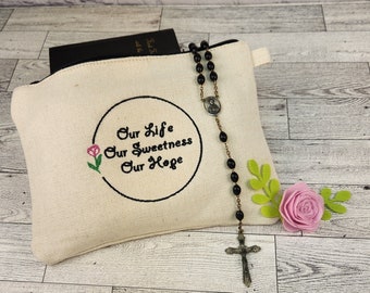 Embroidered Rosary Pouch: Marian Catholic Veil Bag
