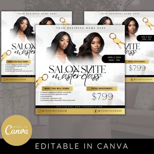 Bearbeitbare Salon Kasten-Vorlage | Canva Class Tutorial | Design Business Branding | IG Inhalt Flyer | Beauty Brand Vorlage | AI
