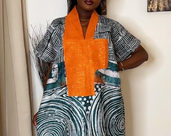 African Ankara Boubou dress,  African print dress, Nigerian dress,  batik rich aunty