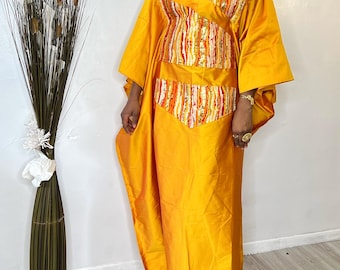 Aicha dress - bubu kaftan - Boubou dress - chic African dress - orange boubou -  Kaftan dress