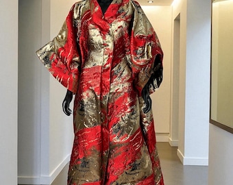 Brocade Kaftan Dress with Head Tie, One Size