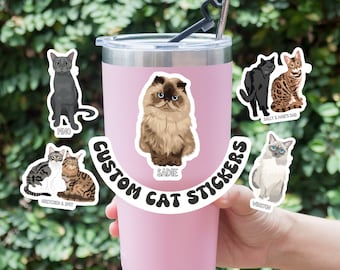 Cat Stickers, Custom Pet Stickers, Personalized Cat Decal, Cat Mom Gifts, Stanley Cup Sticker, Laptop Sticker for Cat Mom, Kindle Stickers