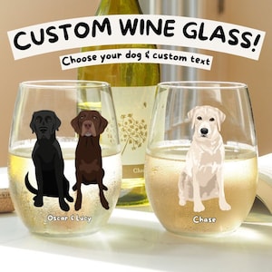 Custom Labrador Retriever Wine Glass Using Name & Photo, Personalized Dog Stemless Wine Glass, Housewarming Gift, Dog Lover Memorial gift