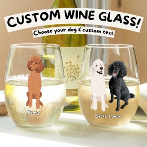 Custom Standard Poodle Wine Glass Using Name & Photo, Personalized Dog Stemless Wine Glass, Housewarming Gift, Dog Lover Pet Memorial gift