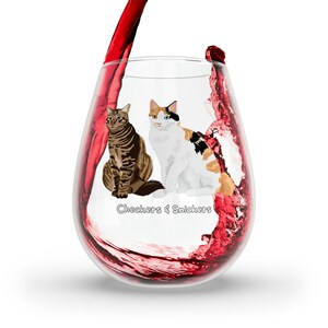 Custom Cat Wine Glass Using Name &amp; Photo, Personalized Cat Stemless ...