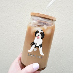 Custom Dog Glass Cup Using Name & Photo, Personalized Dog Ice Coffee ...