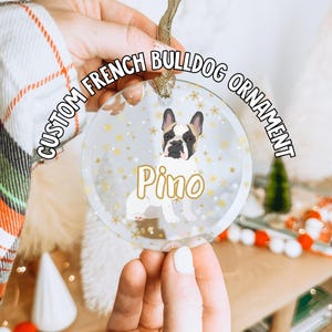 Personalized French Bulldog Ornament, Custom Dog Ornament, French Bulldog Decor, Frenchie Mom Gift, Dogs First Christmas, Pet Memorial Gift