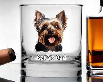 Yorkshire Terrier Whiskey Glass, Custom Pet Whiskey Glass, Personalized Whiskey Glass, Custom Rocks Glass, Yorkie Gifts, Yorkie Mom Tumbler
