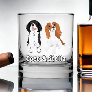 Cavalier King Charles Spaniel Whiskey Glass, Custom Pet Whiskey Glass, Cavalier Gift Personalized Whiskey Glass, Custom Rocks Glass, Spaniel