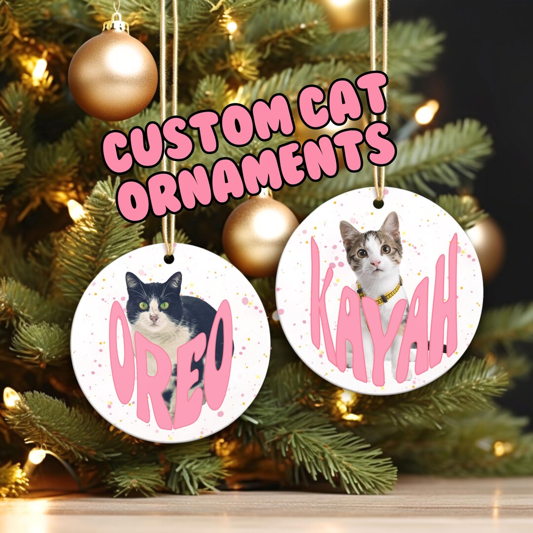 Personalized Cat Ornament Using Name & Photo, Custom Pet Ornament ...