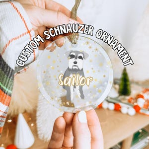 Personalized Schnauzer Ornament Using Name & Photo, Custom Mini Schnauzer Ornament, Custom Schnauzer Gifts, Dogs First Christmas, Rescue Dog