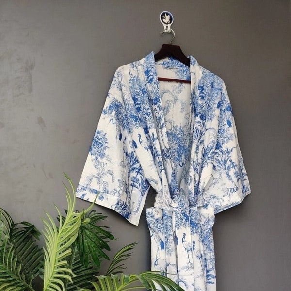 Robes, Robe kimono légère en pur coton, robe de nuit pour dames, robe de chambre kimono, robes de demoiselle d’honneur, peignoir pour femmes durables, Kimono