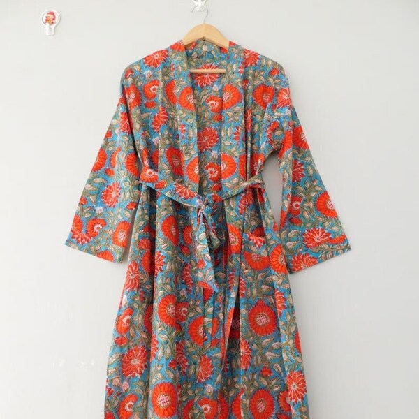 Cotton Kimono Robe Long Etsy