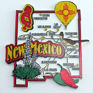 New Mexico State Karte und Wahrzeichen Collage Kühlschrankmagnet