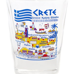 Crete Greece Landmarks And Icons Collage Shot Glass