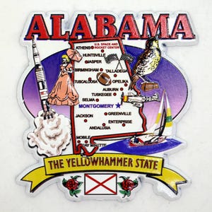 Alabama State Elements Map Kühlschrankmagnet Souvenir