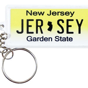 New Jersey License Plate Aluminum Ultra-Slim Rectangular Souvenir Keychain 2.5&quot; X 1.25&quot;x 0.06&quot;