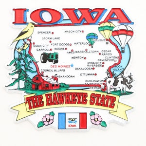 Iowa State Elements Map Fridge Collectible Souvenir Magnet
