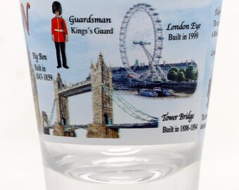 London Souvenir Schnapsglas – Collage Mit Sehenswürdigkeiten, 5,7 Cm Hoch (seltenes Sammlerstück)
