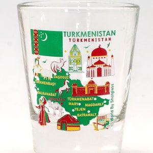 Turkmenistan Landmarks And Icons Collage Shot Glass