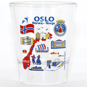 Oslo Norway Landmarks And Icons Collage Shot Glass