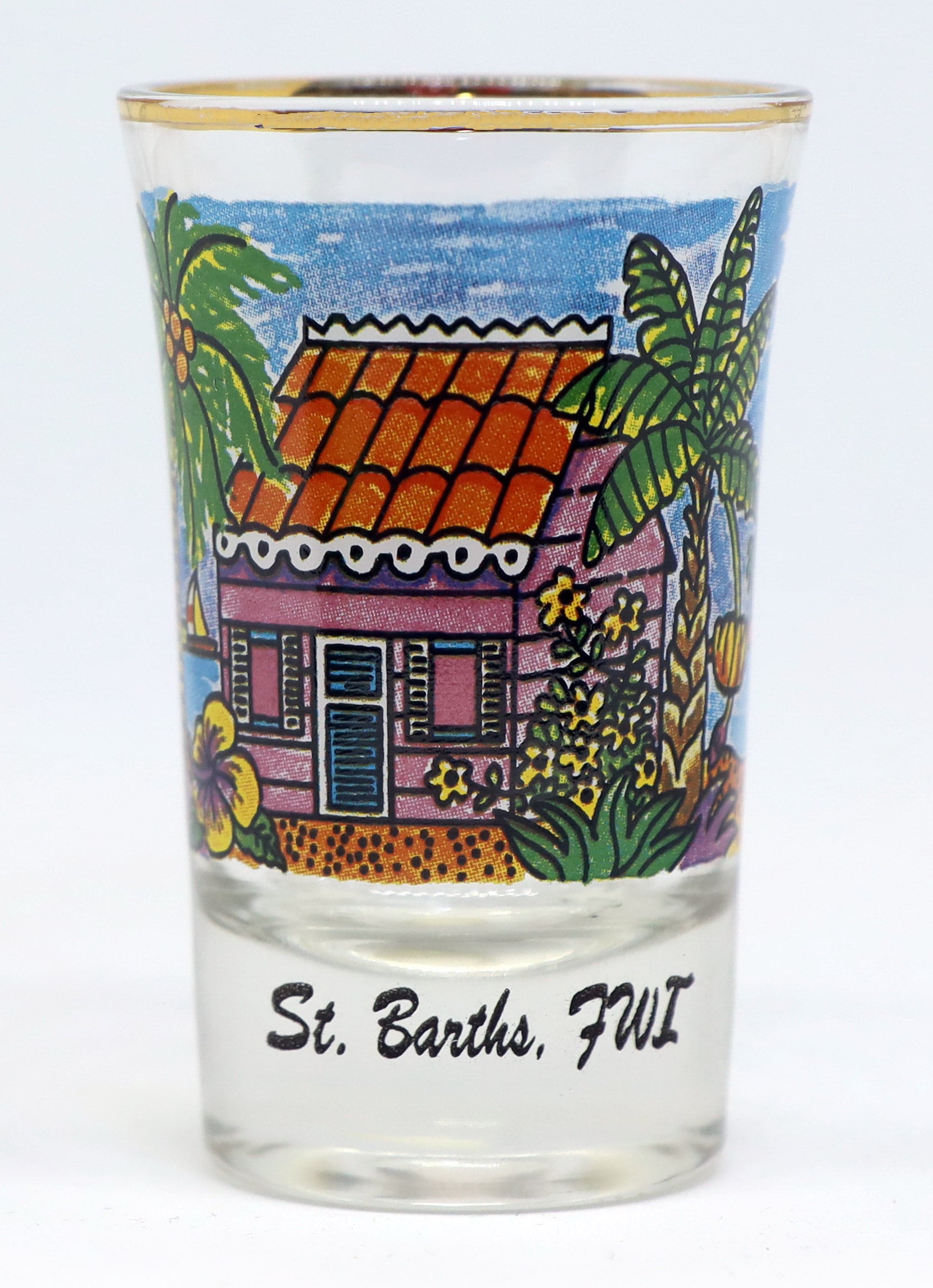 St. Barth's Beach House W/gold Rim Shot Glass