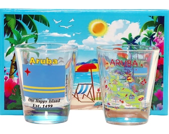 Aruba Caribbean Boxed Shot Glass Set (Set of 2)
