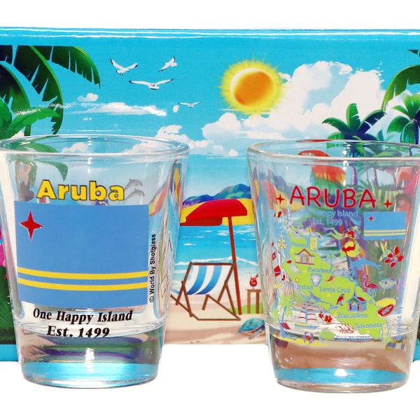 Aruba Caribbean Boxed Shot Glass Set (Set of 2)