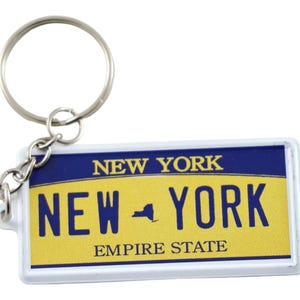 New York Empire State License Plate Aluminum Ultra-Slim Rectangular Souvenir Keychain 2.5&quot; X 1.25&quot;x 0.06&quot;