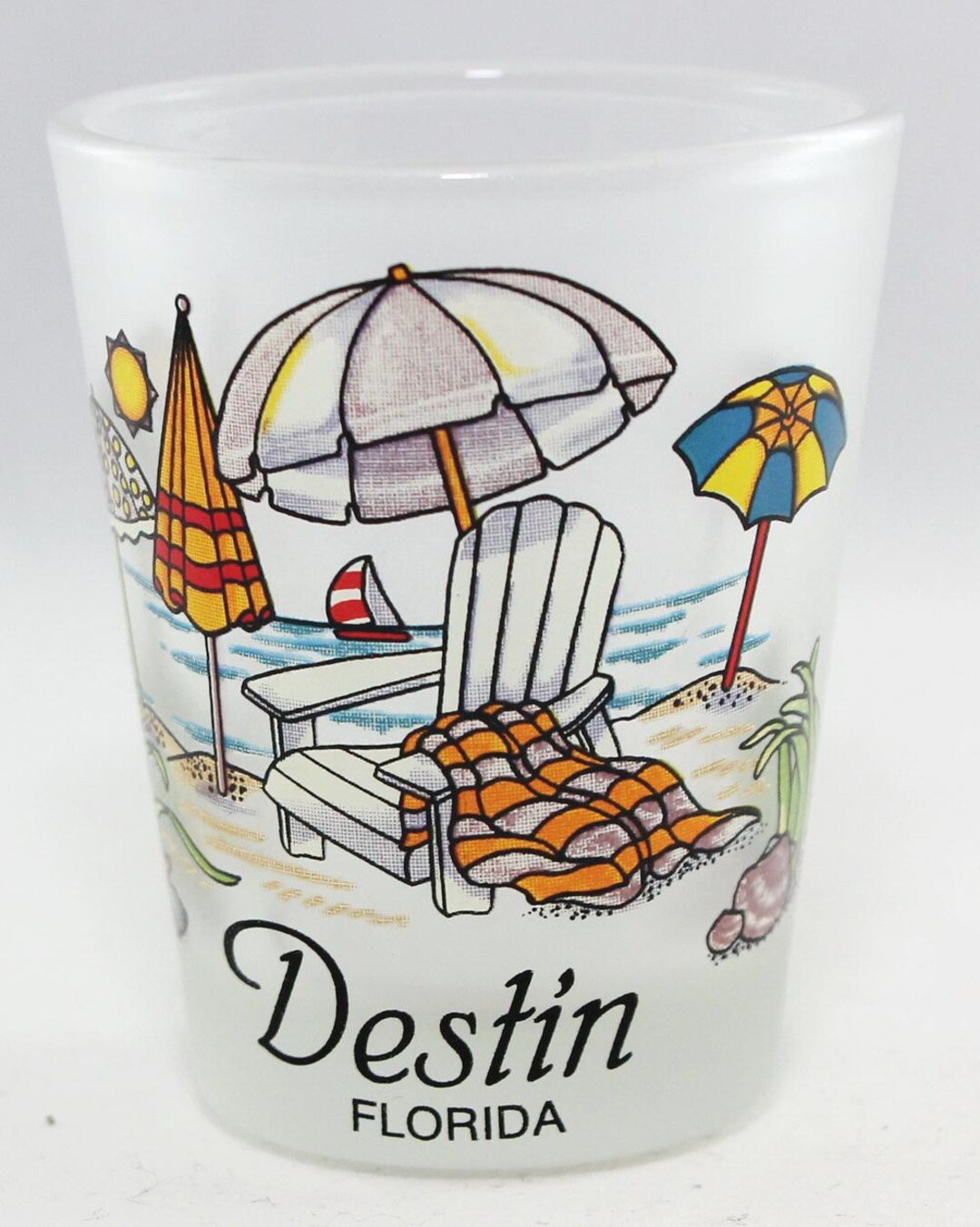 Destin Florida Souvenir Shot Glass - Beach Chair Design, Collectible Gift (2.25" Tall) - View #2