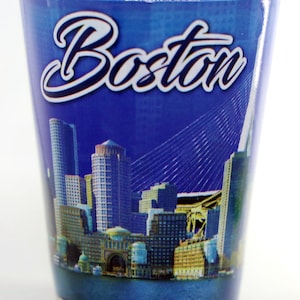 Boston Massachusetts Blue Skyline Outside Pink Skyline Inside Shot Glass