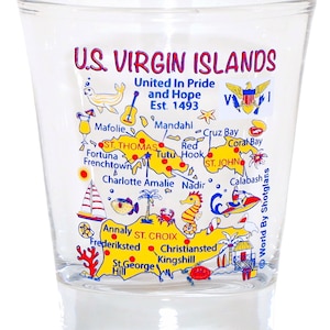 US Virgin Islands Landmarks And Icons Collage Shot Glass