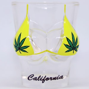 California Pot Leaf Bikini Bust 3d Shot Glass