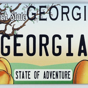 Georgia License Plate Fridge Collector&#39;s Souvenir Magnet 2.5&quot; X 3.5
