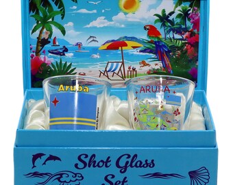 Aruba Caribbean Boxed Shot Glass Set (Set of 2)