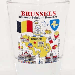 Brussels Belgium Landmarks and Icons Collage Shot Glass
